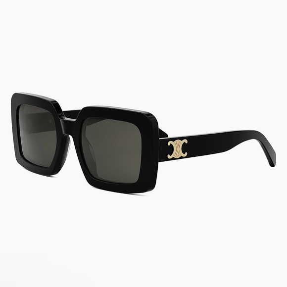 Celine Triomphe Logo 56MM Dark Grey Black Square Sunglasses - Picture 1 of 15